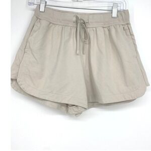 Zella Women's Beige Cotton Blend‎ Drawstring Athletic Lounge Shorts S